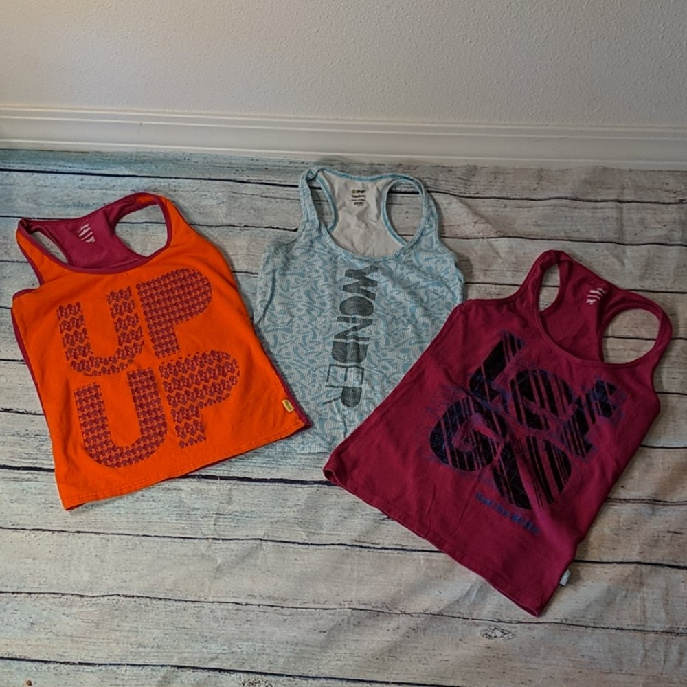 3 Zumba Fitness Racerback tops (old sizing, M)